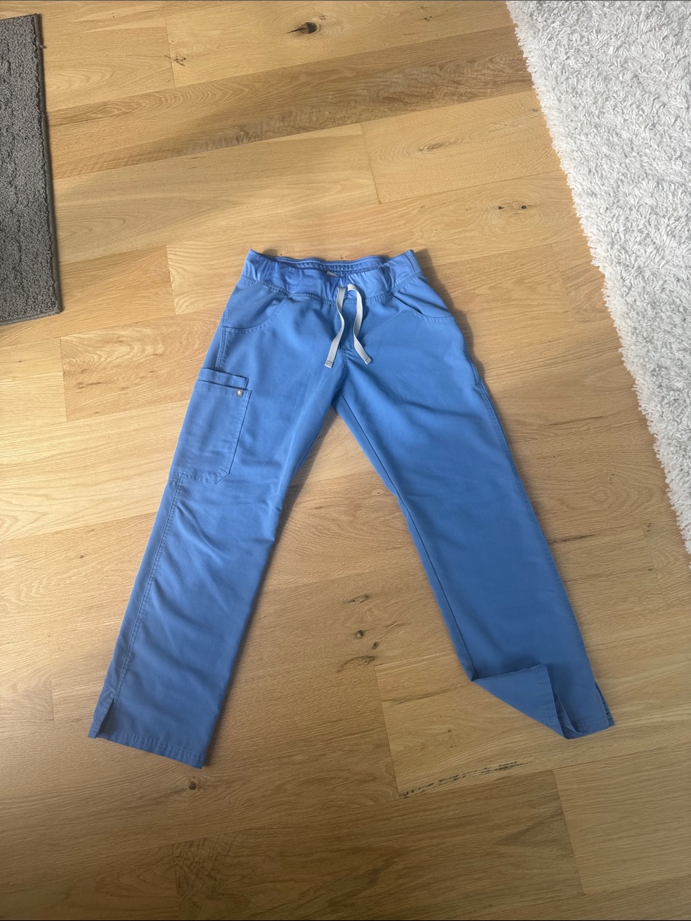 Womens Light Blue Drawstring Cargo Pants